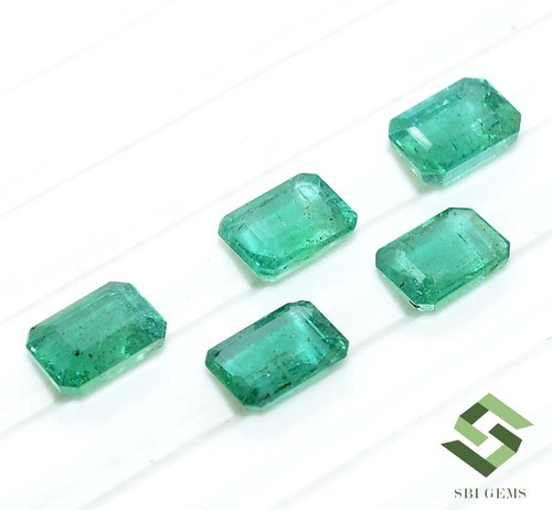 Natural Emerald Octagon Cut 7x5 mm Lot 05 Pcs 5.32 CTS Faceted Loose Gemstones - Picture 3 of 6