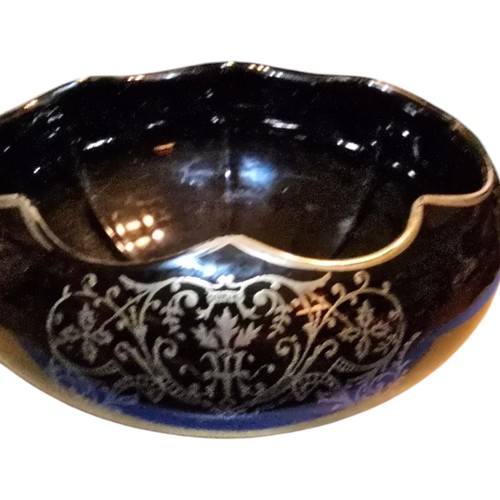 Cuenco Art Deco vintage festoneado de amatista negra y plata de ley con pergamino marcado - Imagen 6 de 11
