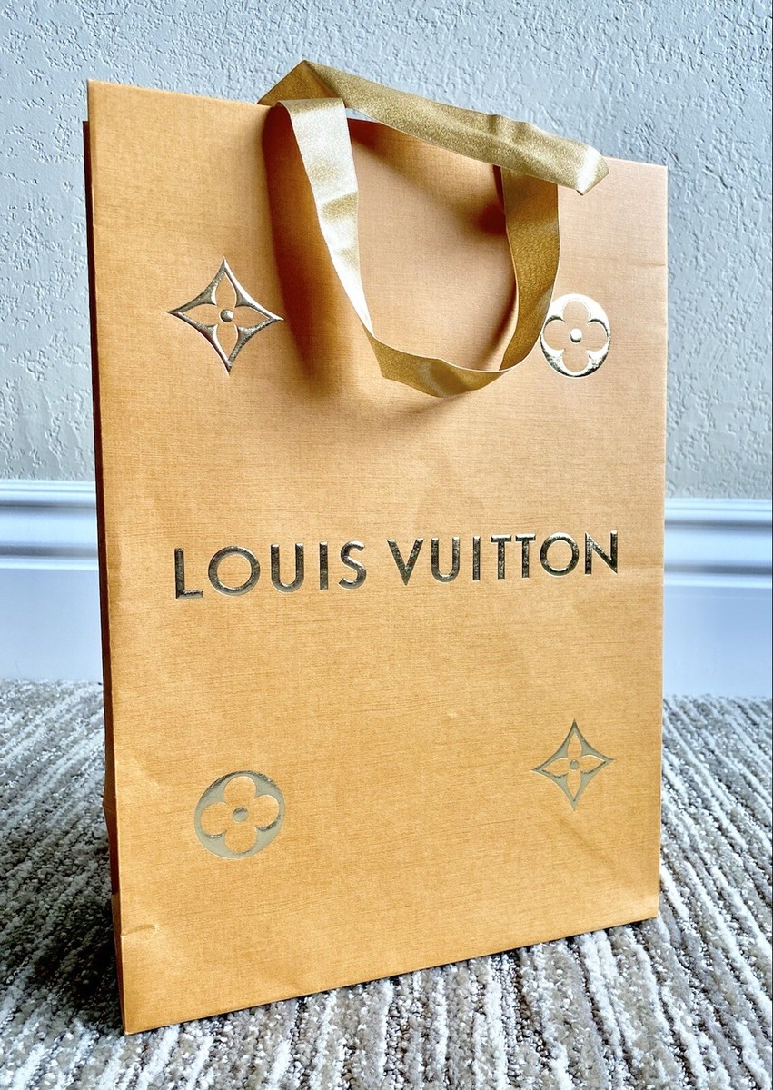 Louis Vuitton Holiday Edition Gold Ribbon Shopping Gift Bag 9.75” X 4.25” X  14”