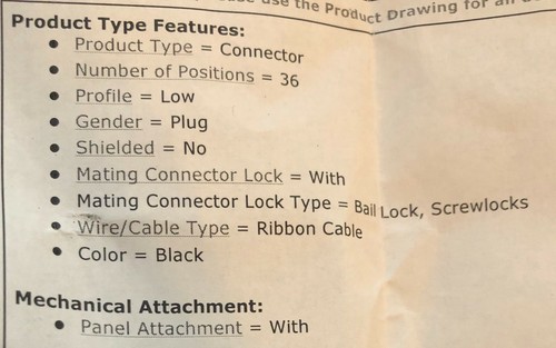 AMP 554104-1 Telecom Datacom Connector 36 Contacts Male IDC Terminal Plug - Picture 3 of 3