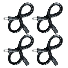 4-Pack 3ft DC Power Extension Cord 5.5mm x 2.1mm Male to Female for CCTV Black