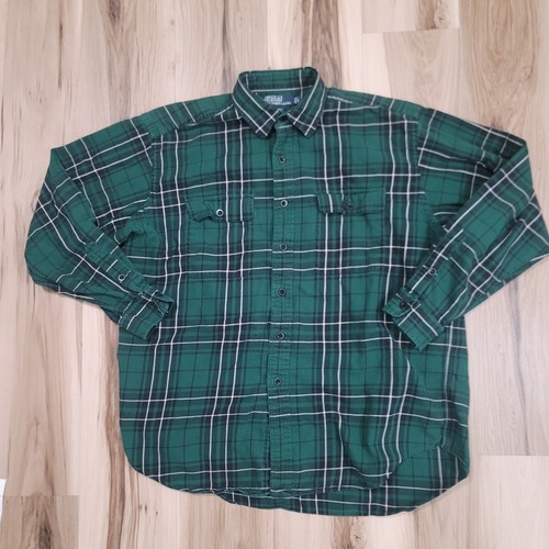 Polo Ralph Lauren Flannel Shirt Mens L Green Plaid Whitfield Blackwatch Tartan