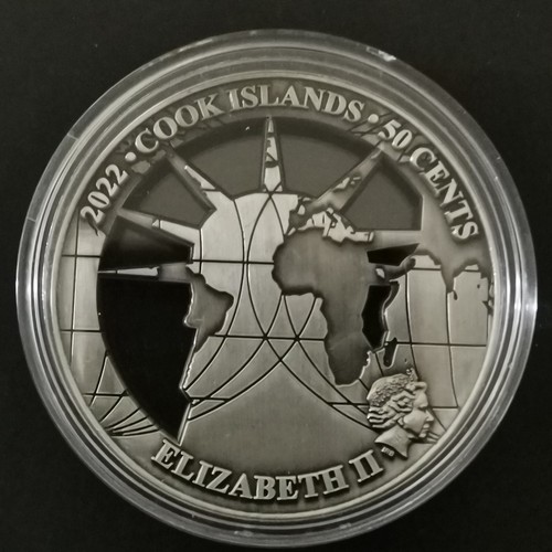 50 CENTS 2022 EN FER ELIZABETH II STATUE DE LA LIBERTE 9999 EX. / AJOUREE / COOK - Picture 3 of 4