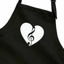 Music Note Apron Kitchen Cooking Barking Grill Chef Gardening Gift Heart Love