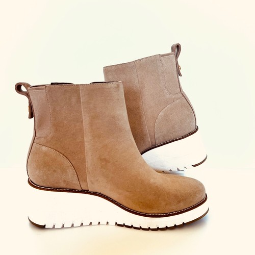 Cole Haan City ZeroGrand Latte Suede Wedge Booties Platform Ankle Boots Size 10 - Picture 3 of 7