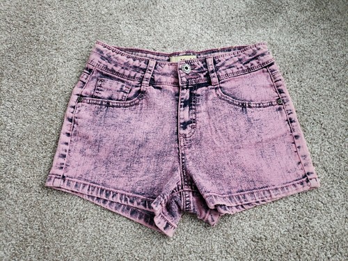 MUDD Girls Sz 14 DENIM/JEAN SHORTS Pink Dark Blue 5 pockets 2.5" inseam - Picture 2 of 6