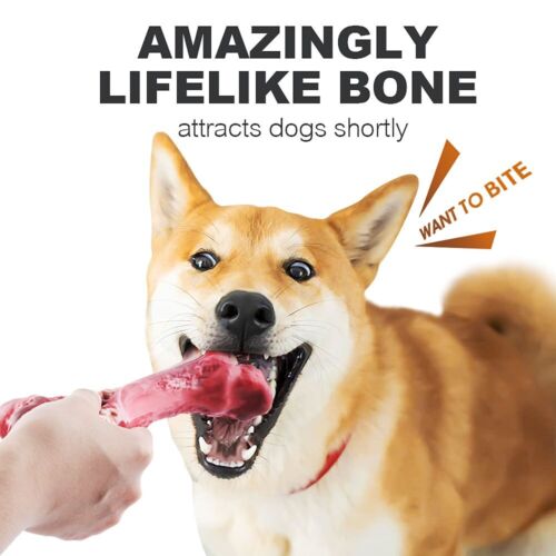 Pet Dogs Chew Toys for Chewers Natural Rubber Dog Toys Leg Bone Tough Squeaky - Picture 4 of 10