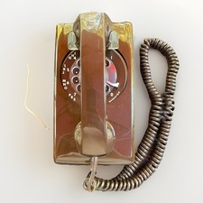 Vintage 1980s ITT Cocoa Brown Rotary Wall Mount Phone   Untested