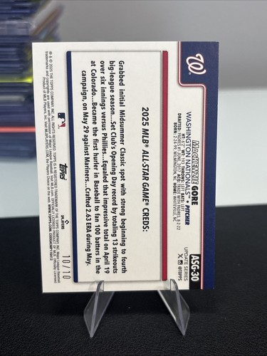 2025 Topps Update MacKenzie Gore Black Foil 10 /10 Bookend - Picture 2 of 7