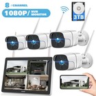 Wireless Security Camera System with Monitor Outdoor 4 WiFi Cameras Home Lcd Nvr