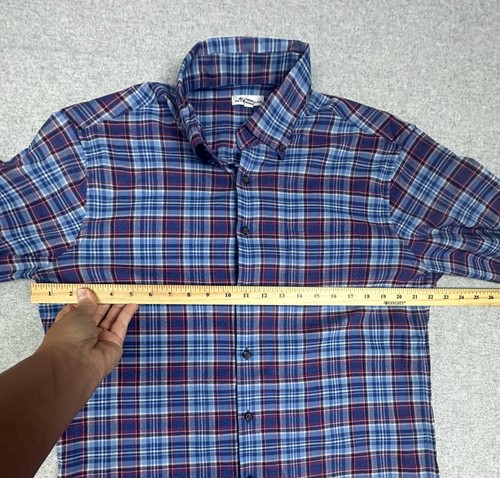 Peter Millar Shirt Mens Medium Blue Red Plaid Button Down Long Sleeve Casual - Picture 9 of 13
