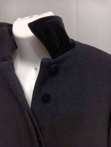 Vtg 80s Herman Kay Wool Over Coat Parka Velvet Trim Made USA Womens 12 L Dressy - Picture 20 of 24