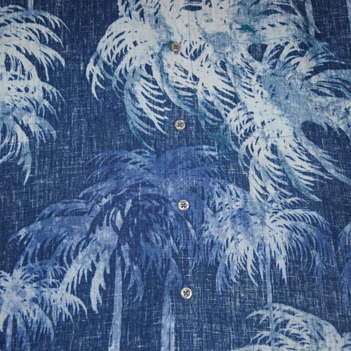 Tommy Bahama Large Linen Blend Blue Palm Trees Summer Vacation Hawaiian Shirt - Picture 7 of 11