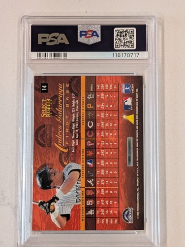 1996 Select Certified Blue 14 Andres Galarraga PSA 7 - Picture 2 of 2