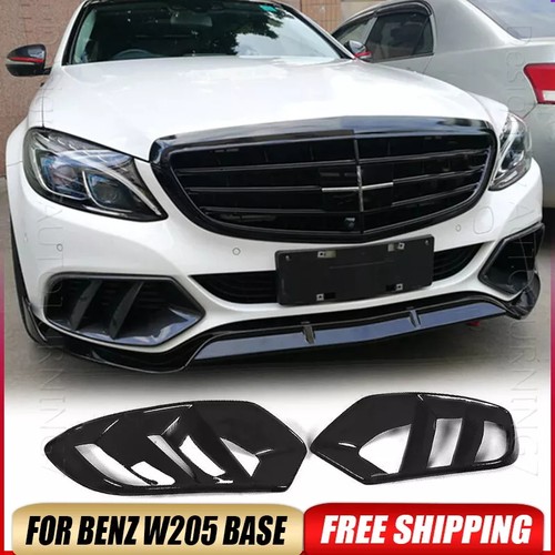 For Benz W205 C250 C300 Base 2015-18 Front Bumper Grill Fog Air Vent Cover Trim - Picture 1 of 11