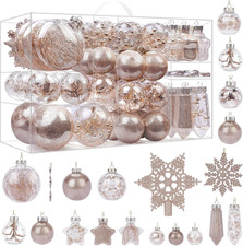 86PCS Christmas Tree Ornaments Clear Set,Shatterproof and Clear Plastic Baubles