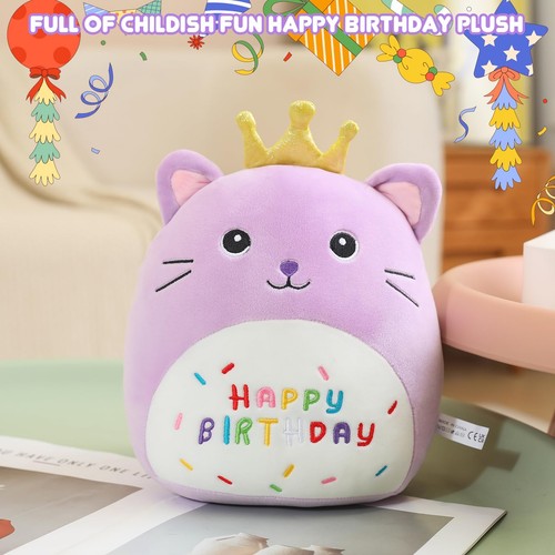 Cat Stuffed Animal Kawaii Cat Plushie with Golden Crown Soft Kitty Stuffed To... - Picture 5 of 6
