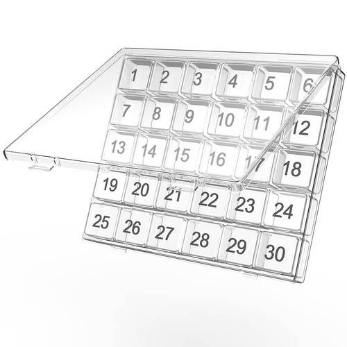 Monthly Pill Organizer Once a Day - 30 Day Pill Organizer Box Easy to Open.