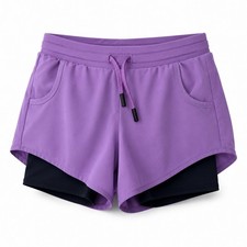 All in Motion Girls Purple 2-in-1 Athletic Shorts Built-in Liner Size L 10/12