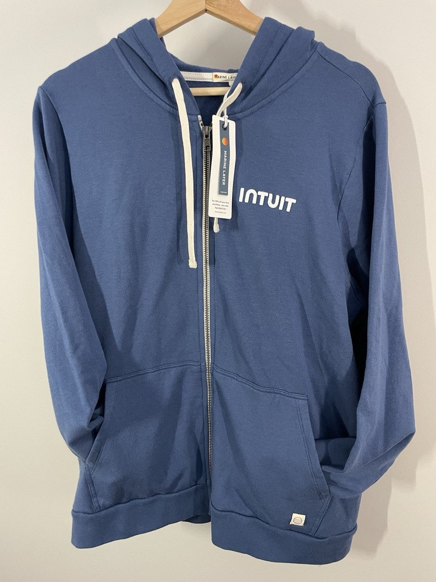Marine Layer Full Zip Hoodie Sweatshirt Blue NWT Women XL