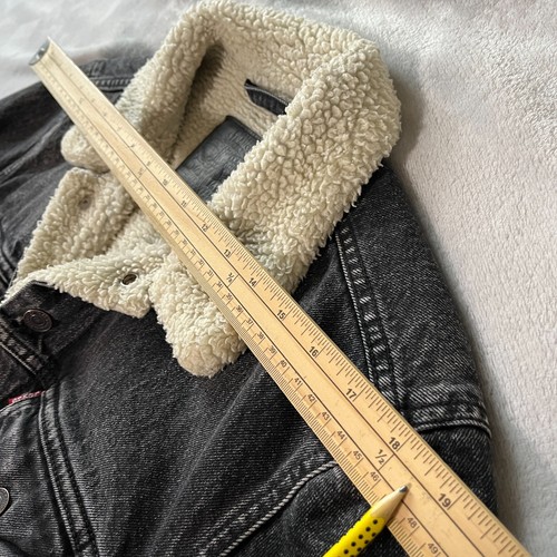 Levi’s Premium Denim Sherpa Jacke Herren Medium anthrazit schwarz gefüttert Druckknopf *Mängel - Bild 7 von 24