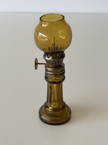 Vintage Miniatur Öllampe Braunglas - Bild 9 von 10