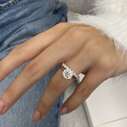 IGI Certified Diamond Ring E VS1 Round 2.7 Ct Band Set Lab created 14K Rose Gold - Picture 9 of 11