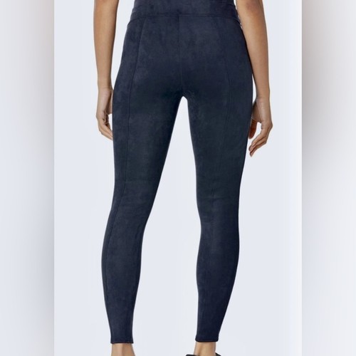 NEW SPANX Rich Navy Blue High-Waisted SUEDE SLIMMING Stretch Leggings Sz XS - Picture 3 of 11