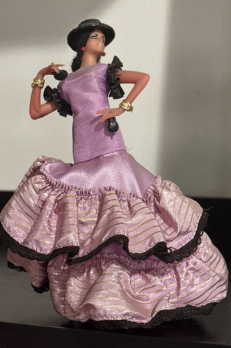 1965 Marin Chiclana Flamenco Dancer Female Doll Dressed In Purple Made In Spain - Picture 1 of 10