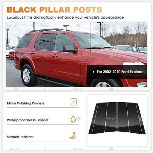 Se adapta a Ford Explorer 2002-2010 postes de pilar negros cubierta de puerta panel moldura 6 piezas - Imagen 12 de 12