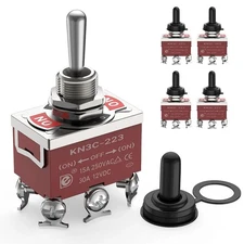 5PCS 12V DC 3-Position 30A DPDT Momentary Toggle Switch w/Cover – Car Boat