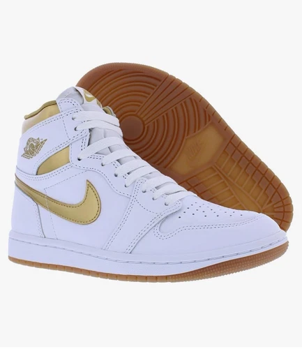 *NEW* Women NIKE Air Jordan 1 High OG Retro White/Gold Metallic (FD2596 107) 👍