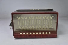 Vintage RIGOLETTO 10 BUTTON PARLOR ACCORDION MADE IN GERMANY ORIGINAL BOX #08014