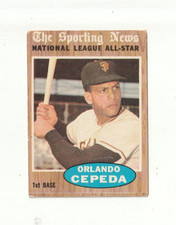 1962 Topps Baseball N.L.All Star Orlando Cepeda #390 HOF
