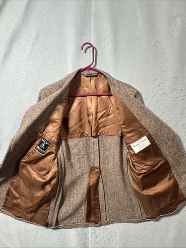 Blazer American Craftsmen Harris Tweed Para Hombres 100% Lana Escocesa Marrón A Cuadros De Colección - Imagen 3 de 11