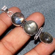 Fiery Labradorite 925 Silver Plated Pendant 2.3