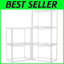Clear Acrylic Box Display Case with Magnetic Lid 5-Pack