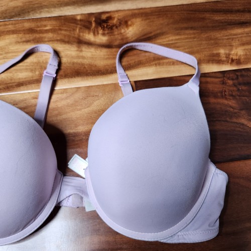 Victorias Secret PINK Wear Everywhere Push Up Bra 32DD Lavender Padded Underwire - Picture 3 of 11