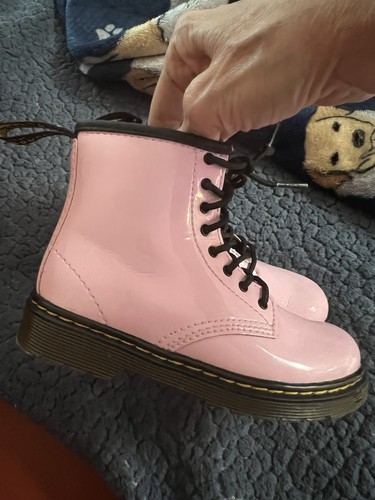 Dr. Martens 1460T Pink Leather Round Toe Lace Up/Zip Ankle Boots Girls Size 10 - Picture 5 of 10