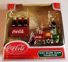 Coca-Cola Mini Blown Glass Collection Christmas Ornament Set Train & 6 Pack