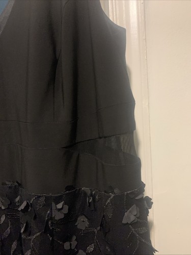 Xscape Plus 3D bestickt Blumen ärmellos Kleid Cutout Netz schwarz Abend 2X - Bild 3 von 9