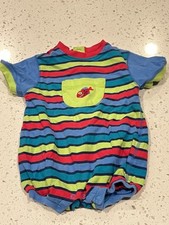 Vintage Gymboree Rainbow Tag Striped Fish One Piece Romper
