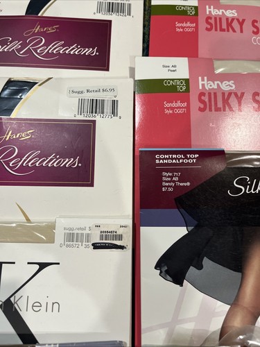 14 Pair Hanes,Nordstrom,Donna Karan,GV,c Klein+Pantyhose Lot Womens Size AB A&b - Picture 8 of 14