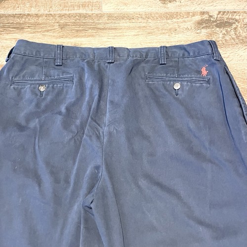 De Colección Polo Ralph Lauren Ethan Pantalón Para Hombres 35x31 Azul Marino Plisado Chino Sarga Años 90 - Imagen 7 de 12