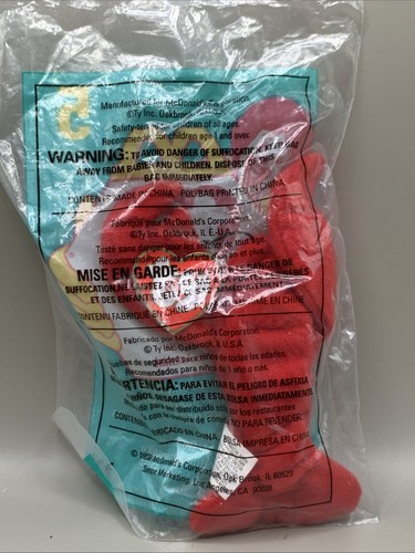 McDonald's Ty Teenie Beanie Baby Pinchers The Lobster  #5 Plush Toy in Bag - Picture 2 of 2
