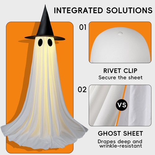 2 Packungen Halloween Dekorationen Outdoor, 5 Fuß USB Powered Ghost Decor Kit mit... - Bild 4 von 8