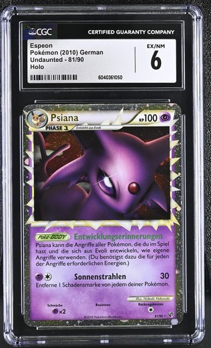 CGC 6 Espeon Prime 2010 Undaunted German 81/90 Holo Pokemon Card - Picture 1 of 2