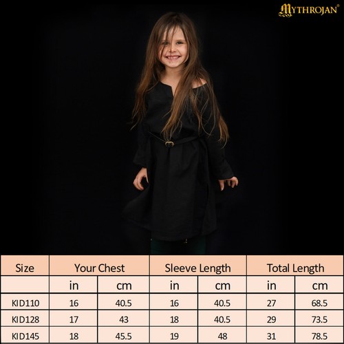Mittelalter Kinder Tunika Renaissance Kostüm Ritter Cosplay Wikinger LARP schwarz Shirt - Bild 2 von 11