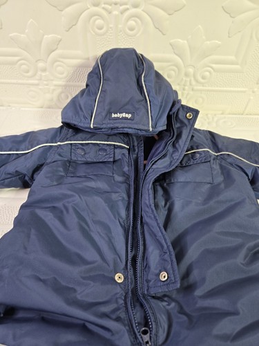 Baby Gap Snowsuit Size 6-12 Months Navy Blue Removable Hood & Footies Down Fill - Picture 12 of 12