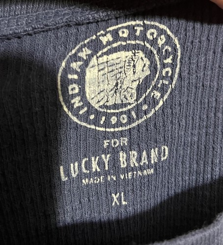 Lucky Brand Indian Motorcycle 1901 Thermal Shirt XL Waffle Knit Long Sleeve Vtg - Picture 3 of 5